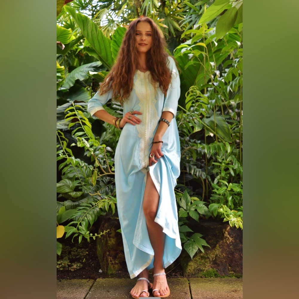 Moroccan sky blue Kaftan Size M